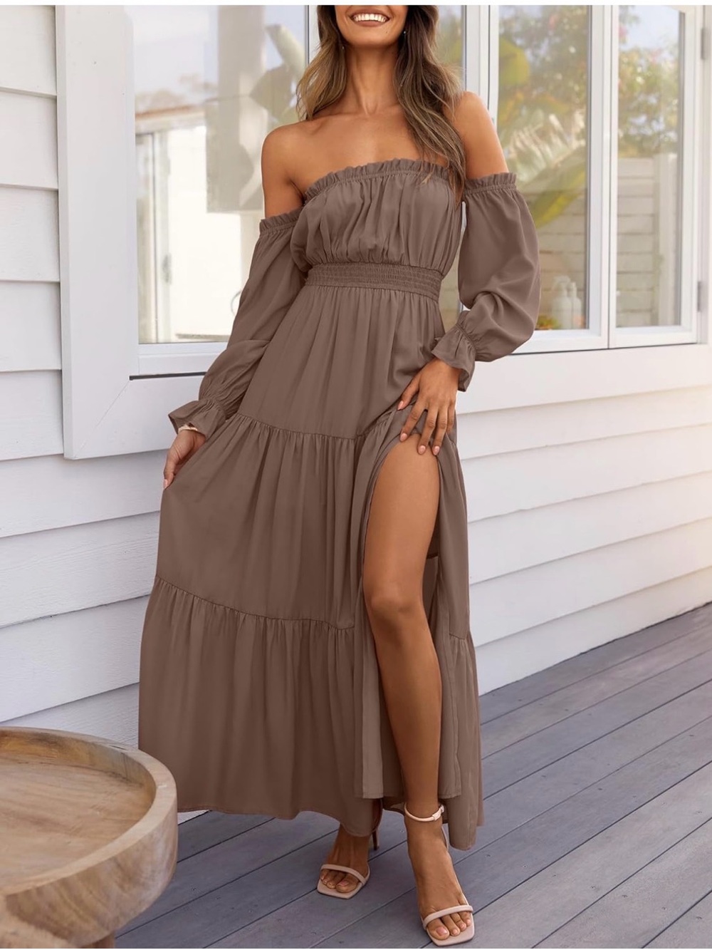 Boho Off the Shoulder Maxi Dress - Picture 5 of 7